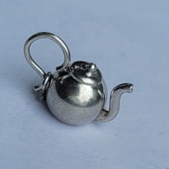 3D Teapot Sterling Silver Charm Pendant - Picture 5 of 7